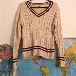 Pacsun cream & maroon cotton cricket sweater
